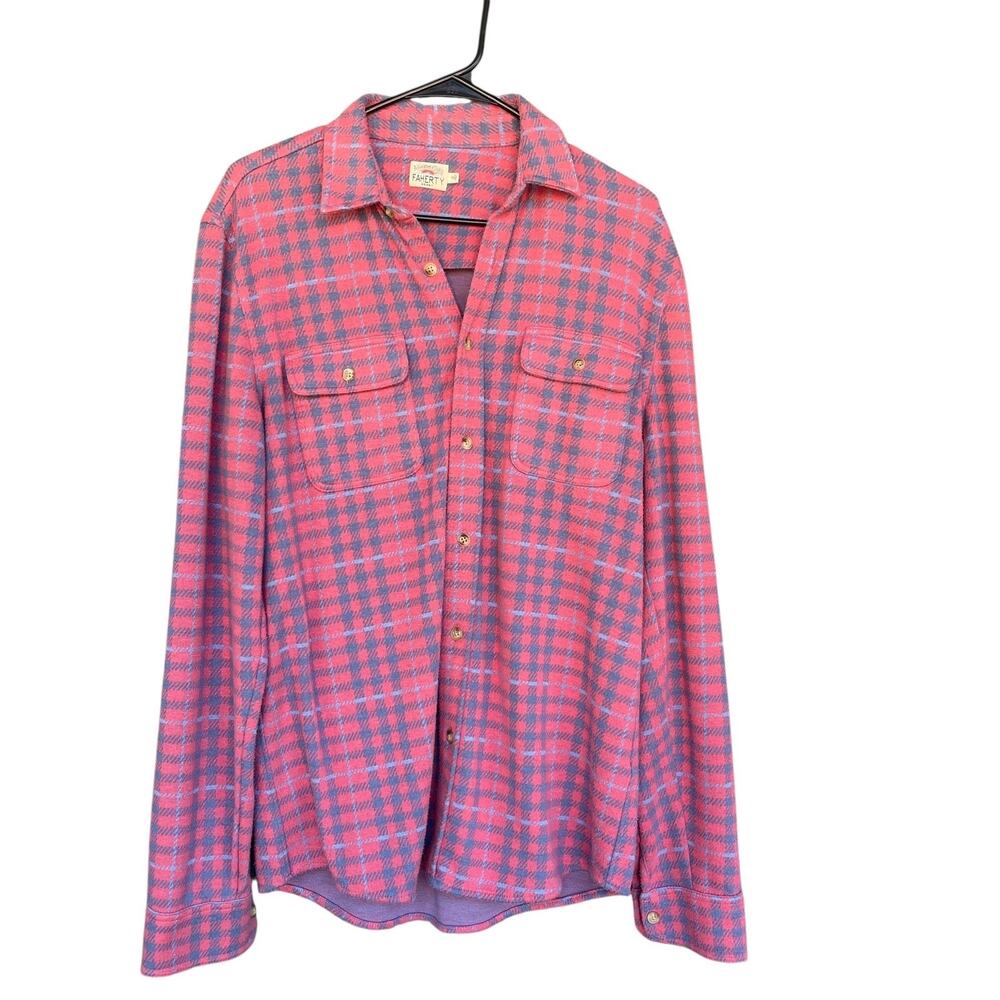 Faherty Vibrant Pink and Blue Checkered Shirt